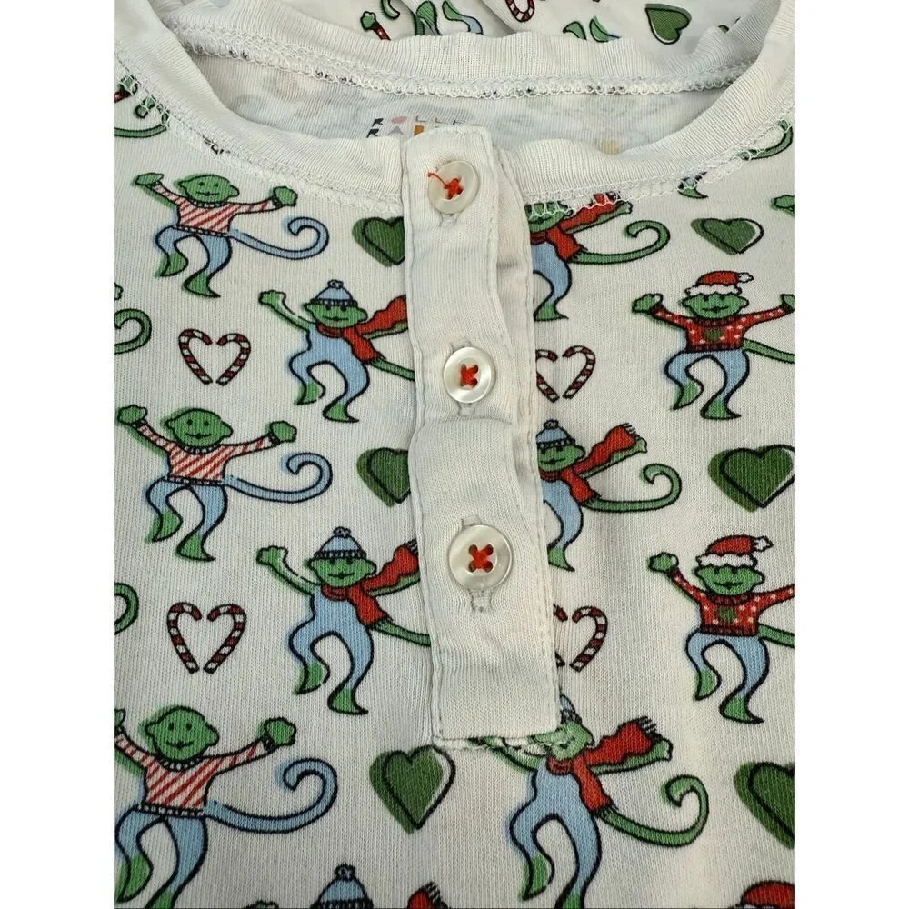ROLLER RABBIT Kids Merry Monkey Christmas Pajamas - 100% Pima Cotton - Flawed;RE